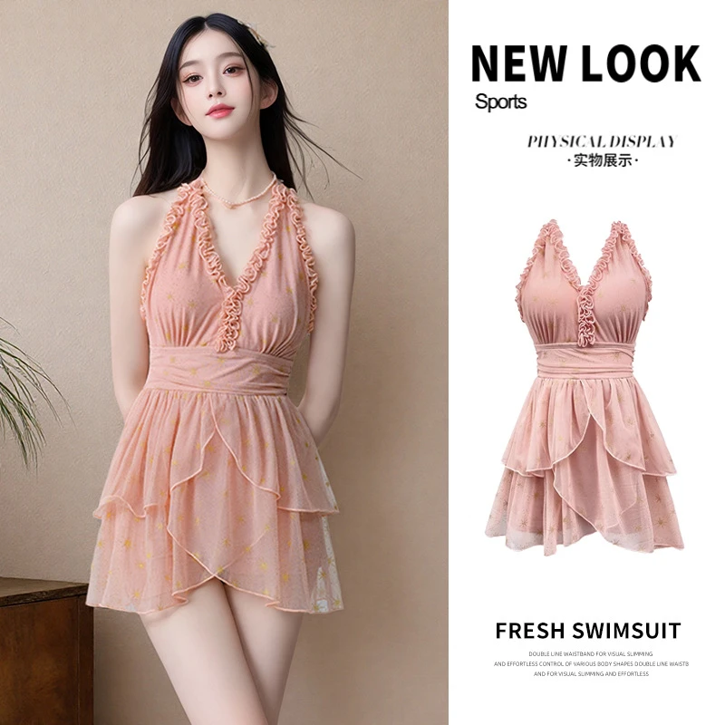 2025全新升级款女款夏季高级感显瘦保守遮肉裙式游泳衣温泉爆款
