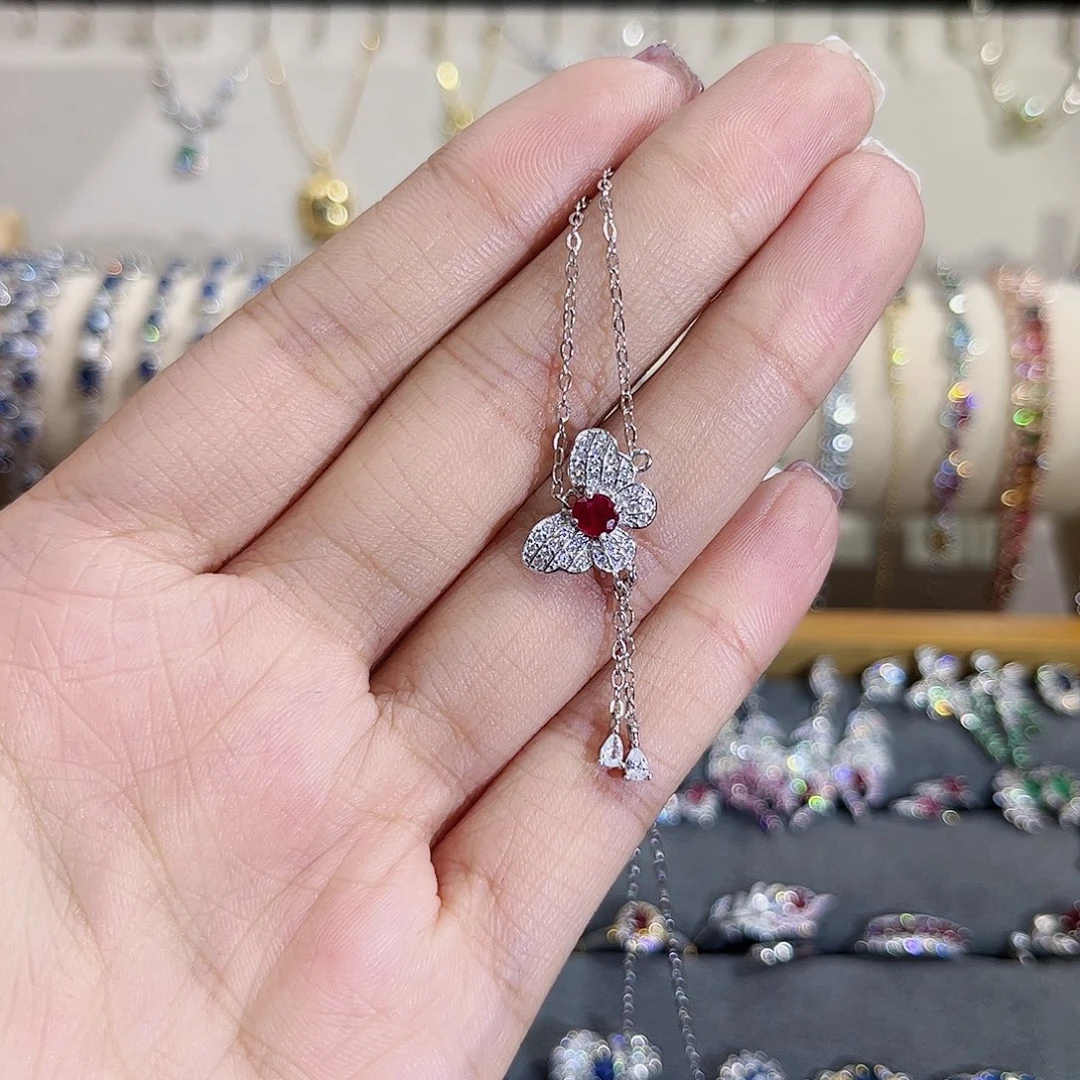 红宝石项链银S925镶嵌