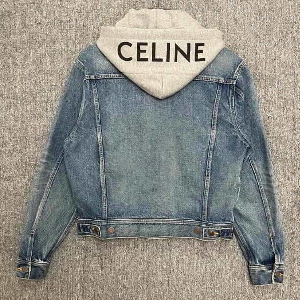 99新 Celine/思琳 字母印花连帽牛仔外套/S码/99新/13313
