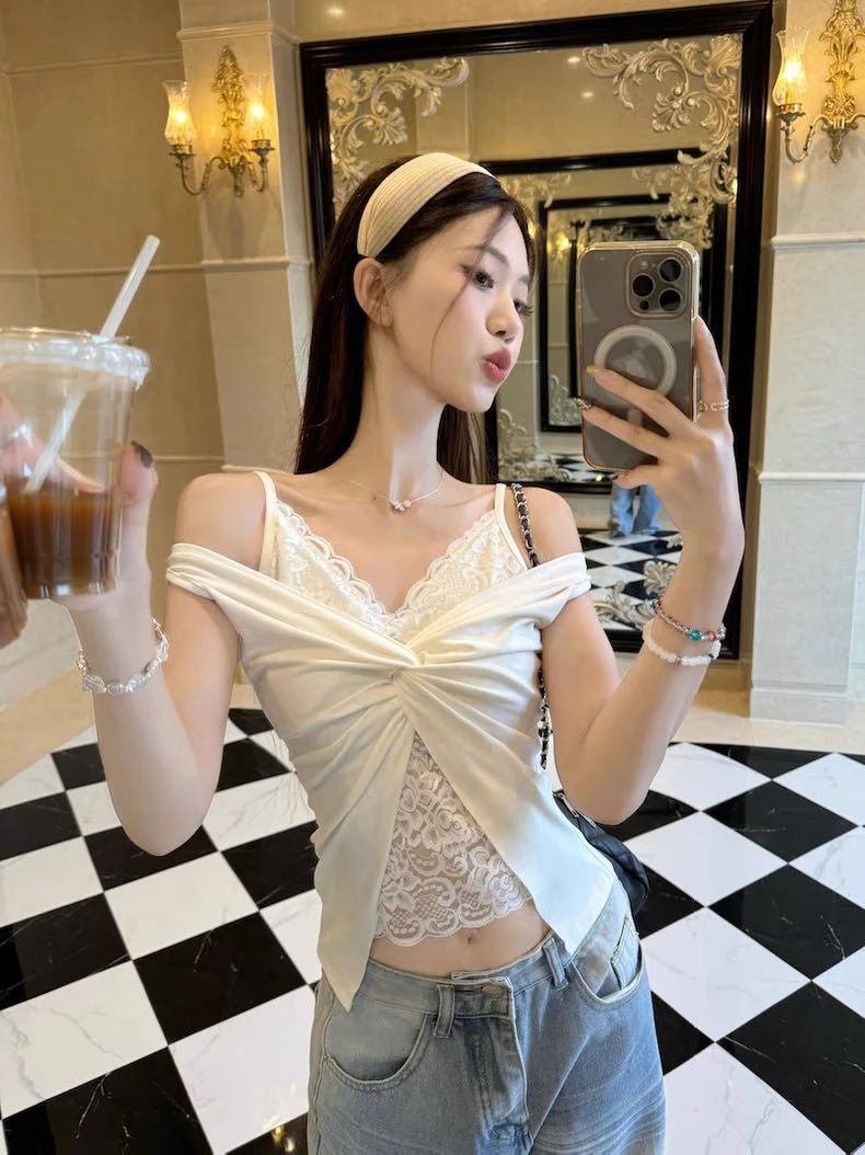 长袖吊带纯欲黑色背心辣妹新款外穿无袖2025上衣修身露背短款