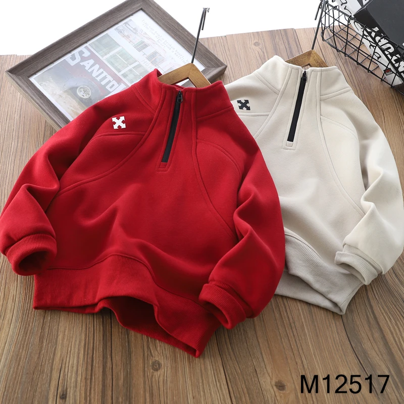 【MIEVE DUCK】冬季儿童半高领加绒卫衣时尚拉链长袖衫12517