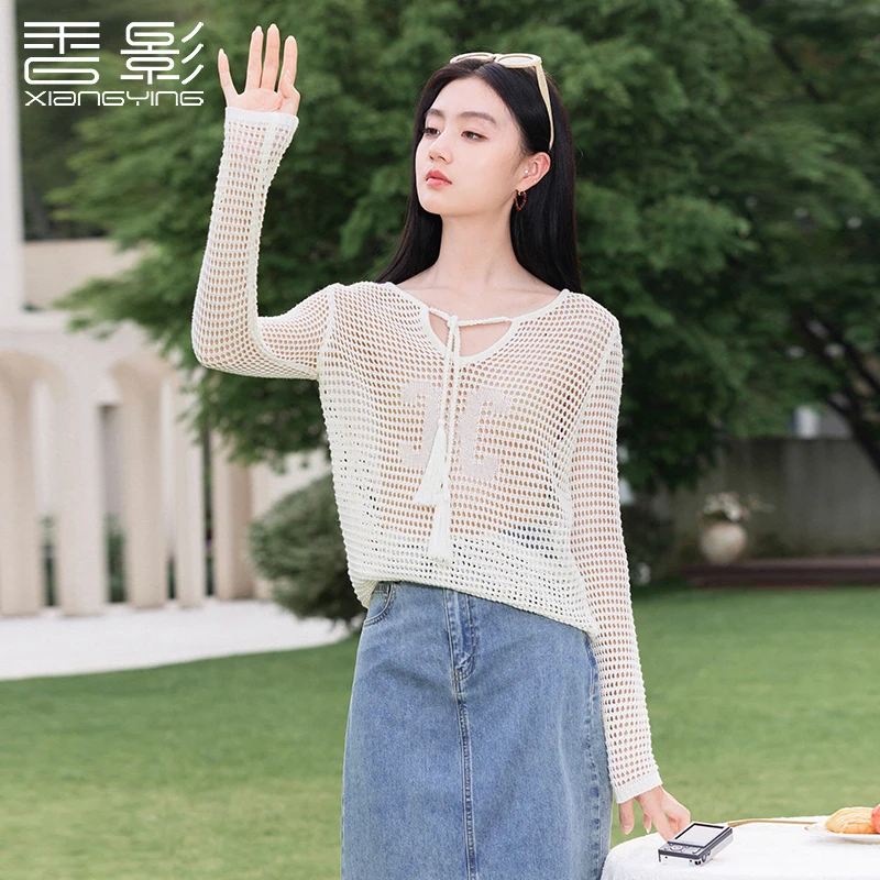 【[大乔专属]】N842314毛针织衫 香影渔网罩衫女夏季新款慵懒风长