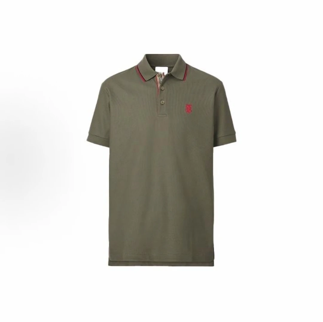 未使用 BURBERRY/博柏利 军绿色TB刺绣polo短袖/尺码XL/2001
