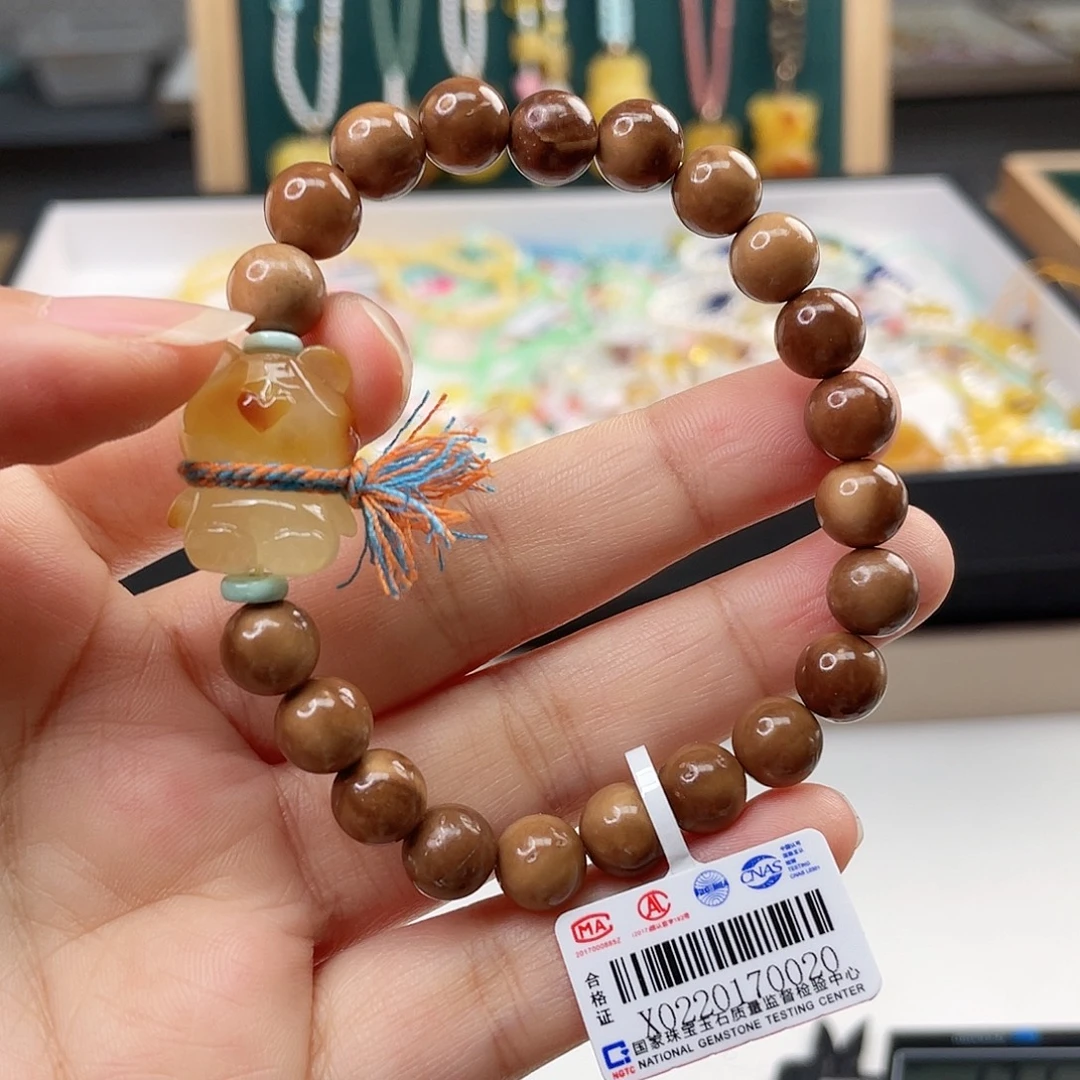 琥珀未镶嵌裸石手串