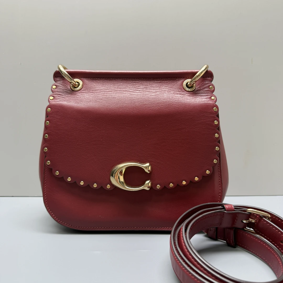 90新 COACH/蔻驰  celia红色马鞍包20*16*7cmM101904