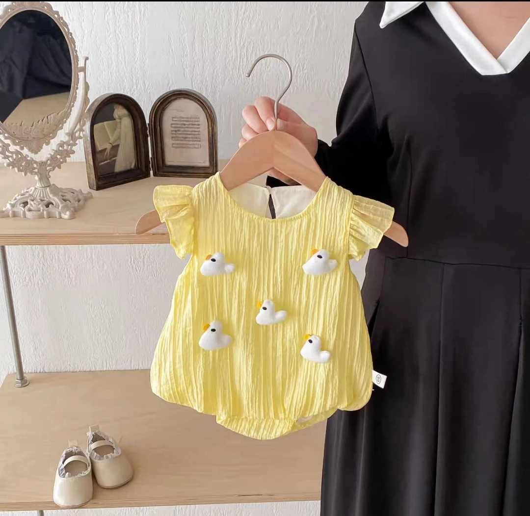 小鸭卡通立体造型夏季婴幼儿宝宝高品质连体包屁衣