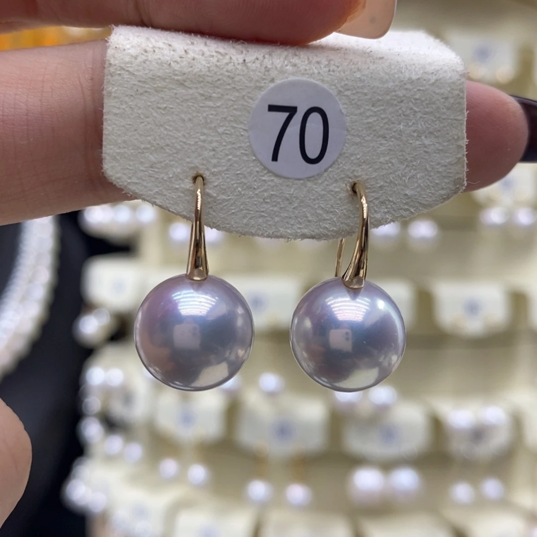 18K金镶嵌淡水珍珠耳饰