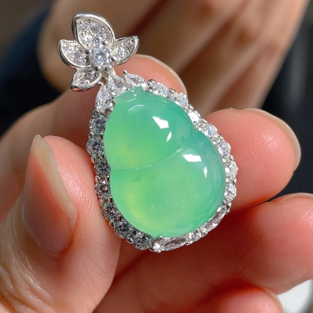 翡翠银S925镶嵌吊坠(不含链)