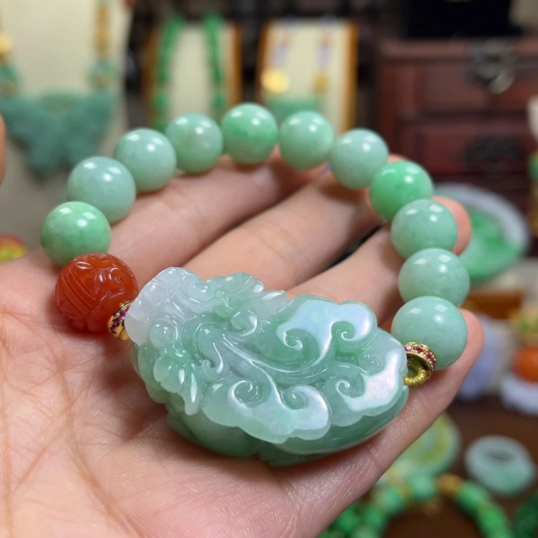 翡翠未镶嵌颈饰天然翡翠手链