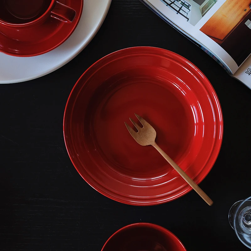 【正品】Camus say 无畏系列 8.8英寸红色圆深盘 22.5cm*4cm