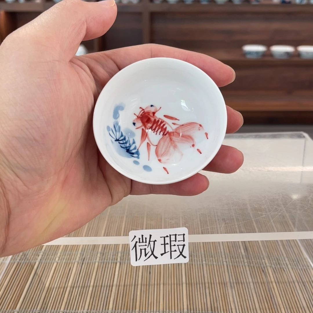 釉下手绘茶具微瑕