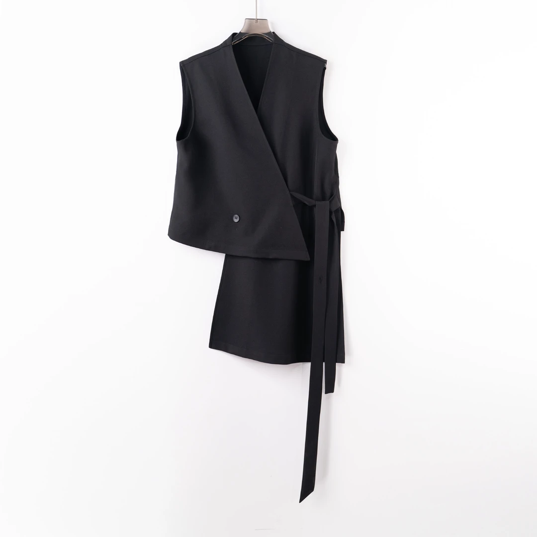 PW250218大码女装胖MM时尚百搭不对称百搭马甲马夹无袖外搭