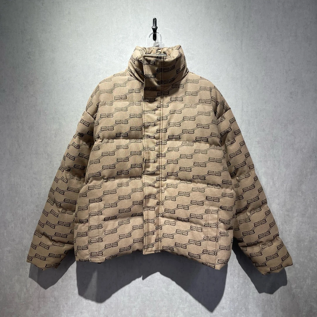 未使用 Balenciaga/巴黎世家 双B锁扣满印羽绒服外套/44码/