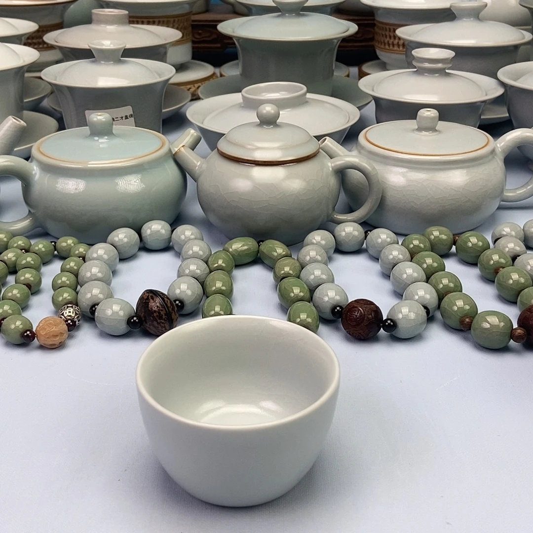 杯仿古月白荷花杯原矿原釉原产地