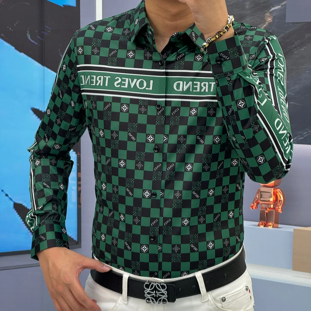 2024年秋季新款男士高品质弹力时尚大气休闲印花长袖款衬衫82439