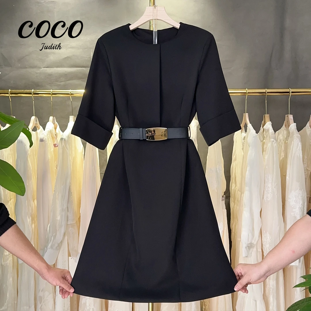 【RG5242】2025年新款显瘦气质轻奢时尚收腰法式赫本风修身连衣裙