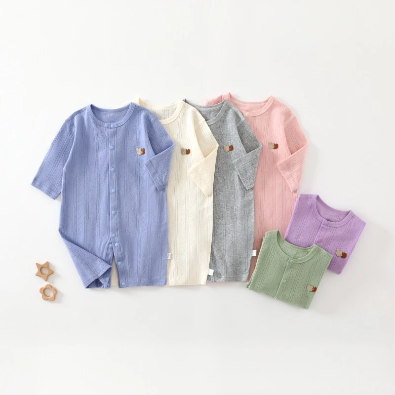 （长袖闭裆）薄夏款婴儿衣服纯棉A类无骨宝宝哈衣爬服婴儿连体衣