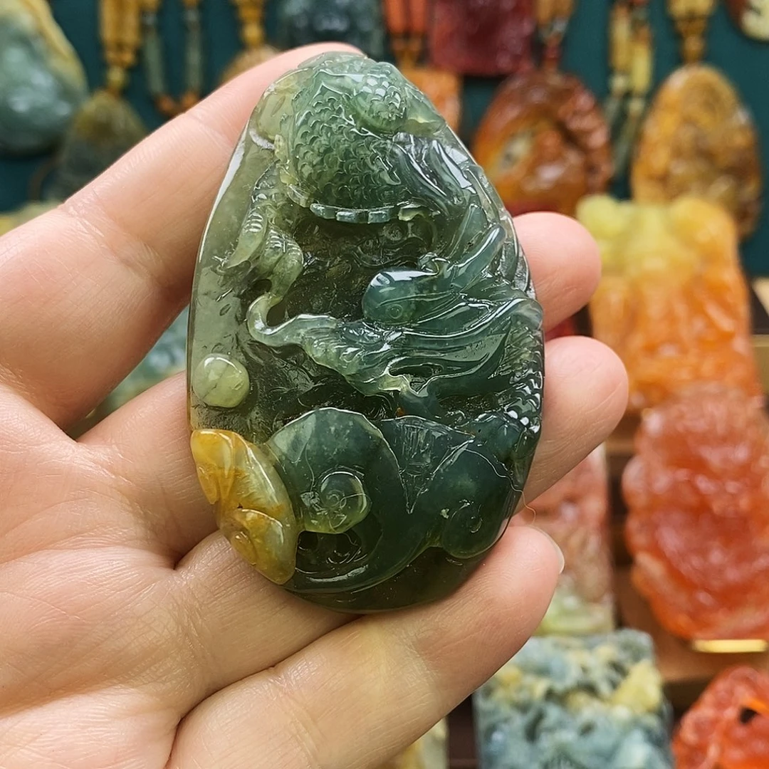 蛇纹石玉未镶嵌颈饰特价老蓝水龙