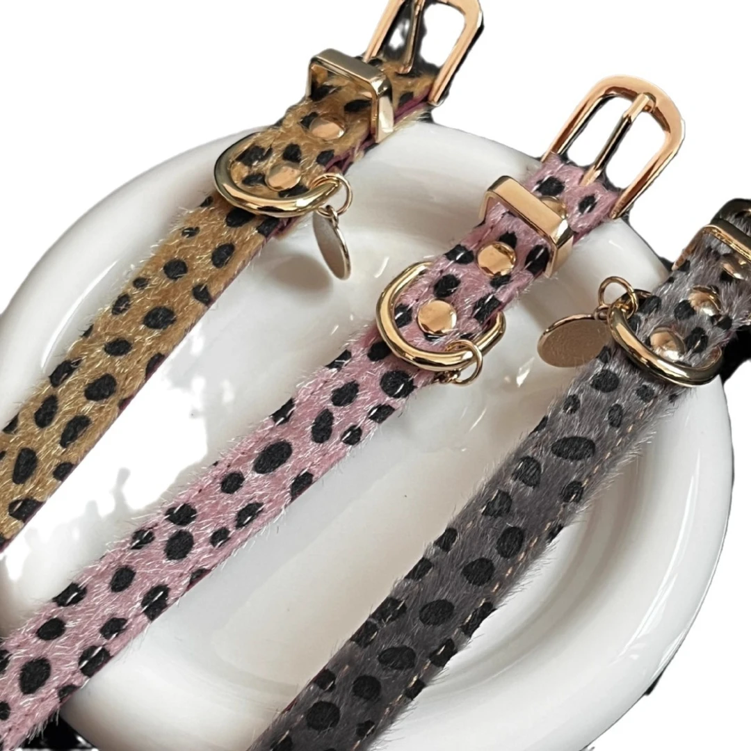 钨金皮质项链 X0132豹纹马毛choker项圈Y2K辣妹小众朋克皮革项圈