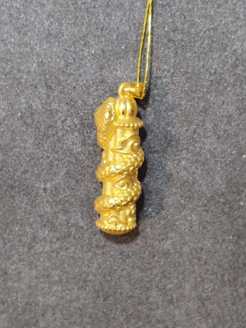 足金蛇盘柱吊坠