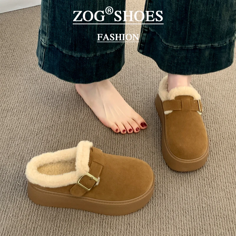 新百伦毛毛拖鞋女外穿2025新款秋冬加绒包头棉拖鞋勃肯半拖雪地靴