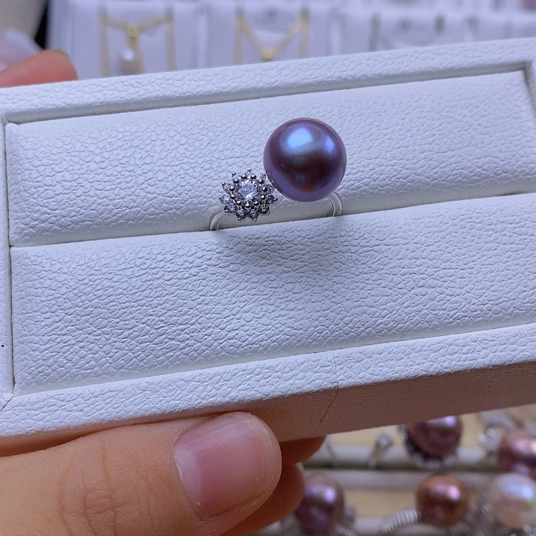 戒指银S925镶嵌淡水珍珠
