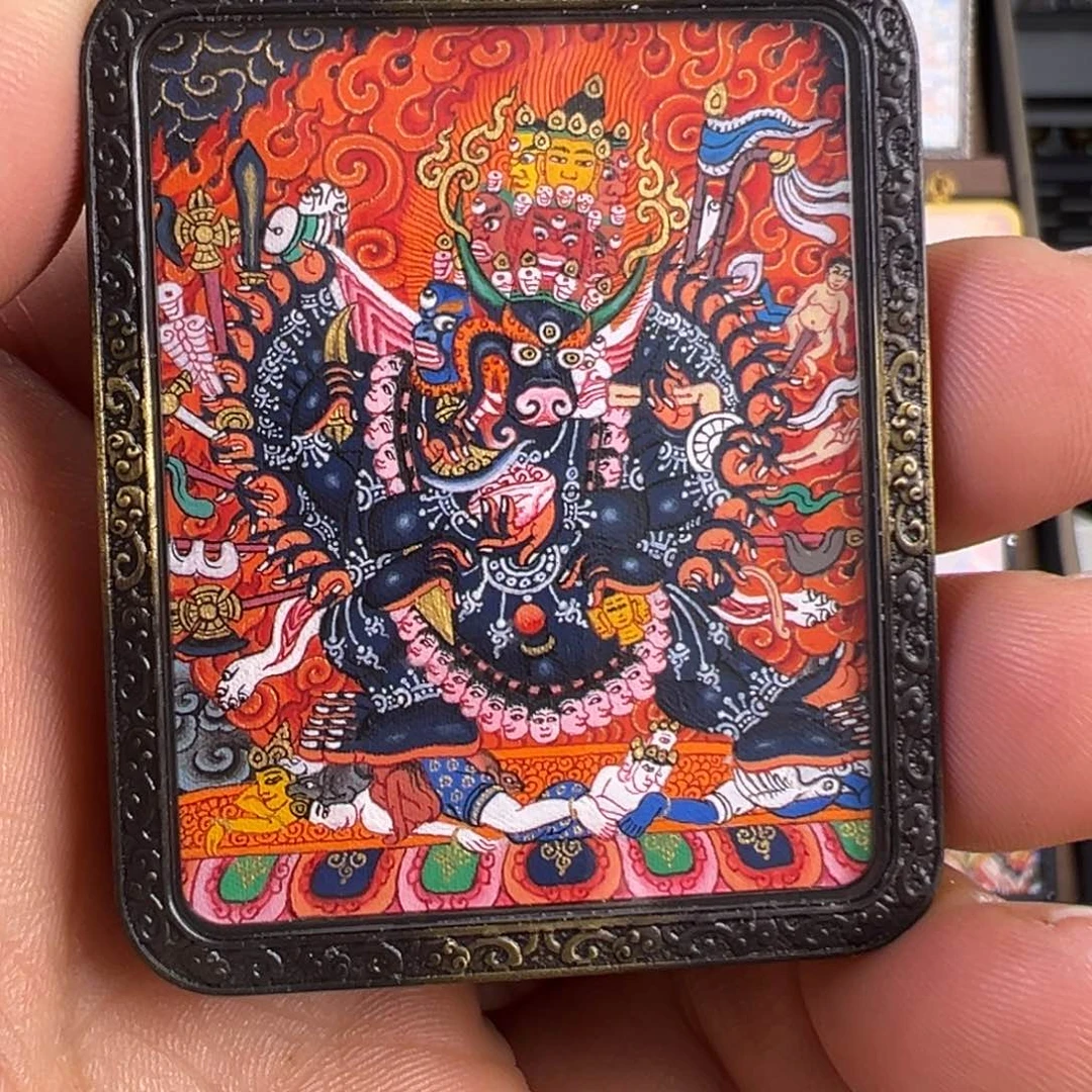 吊坠热贡手绘唐卡大威德