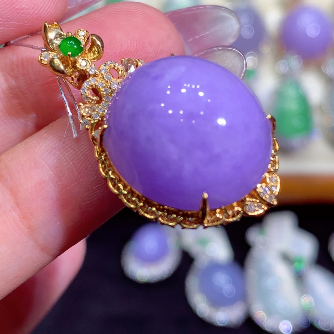 翡翠18K金镶嵌吊坠(不含链)