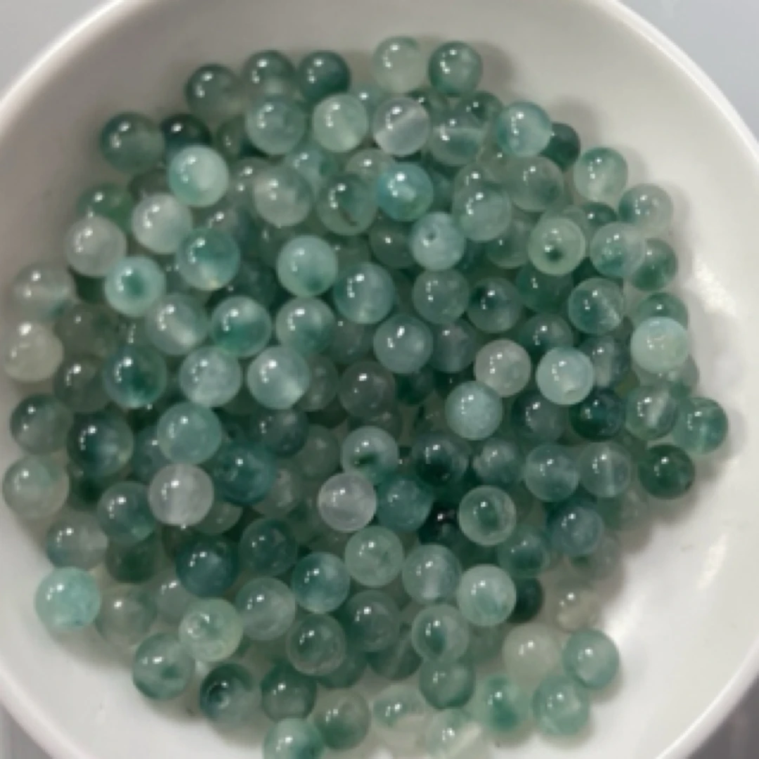 天然珠宝玉石 散珠蓝水飘花A71  8mm 30颗 （赠弹力线）