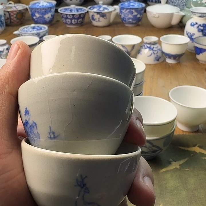 黑*青花杯子茶具瓷器