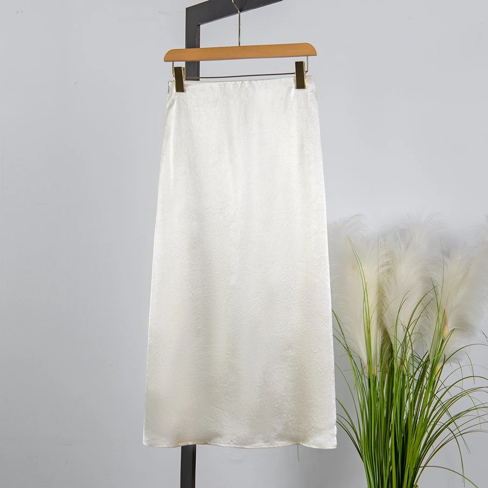 【设计师沈兰】2025夏季新款休闲百搭纯色气质醋酸鱼尾裙0971-1