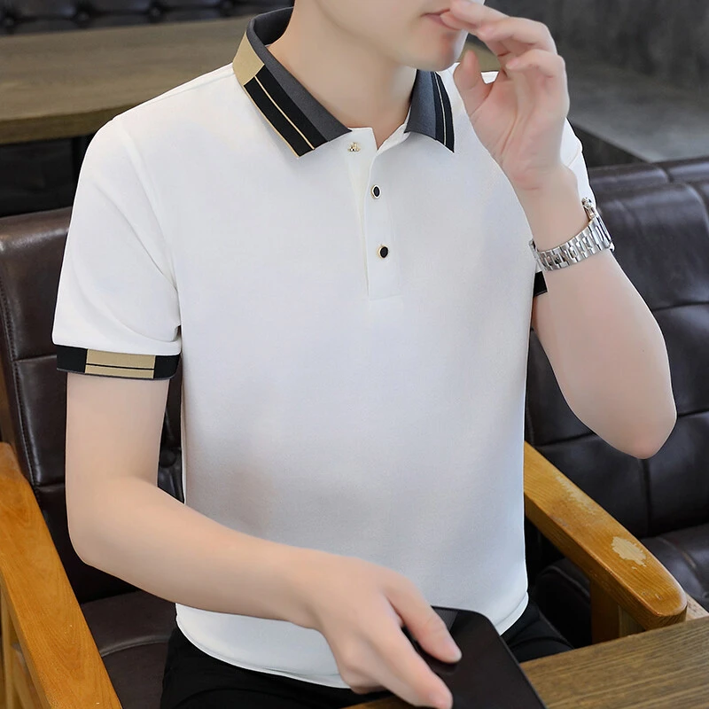 Polo衫男士半袖夏季新款高级感翻领短袖t恤男青年高档百搭潮