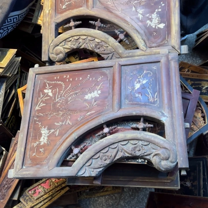 日***月香榧木老木雕花板艺术