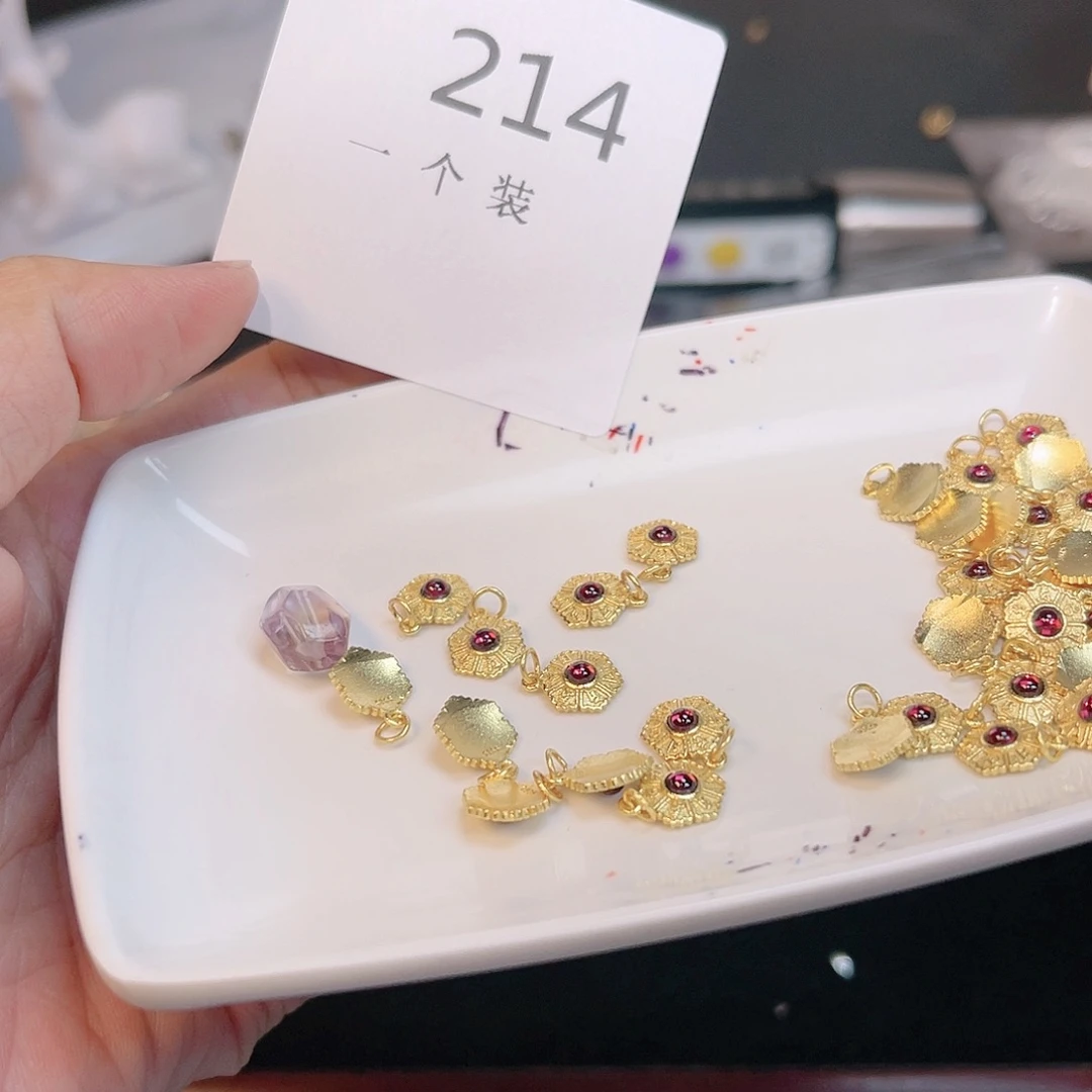 水晶珠宝半成品银S925镀金镶嵌214