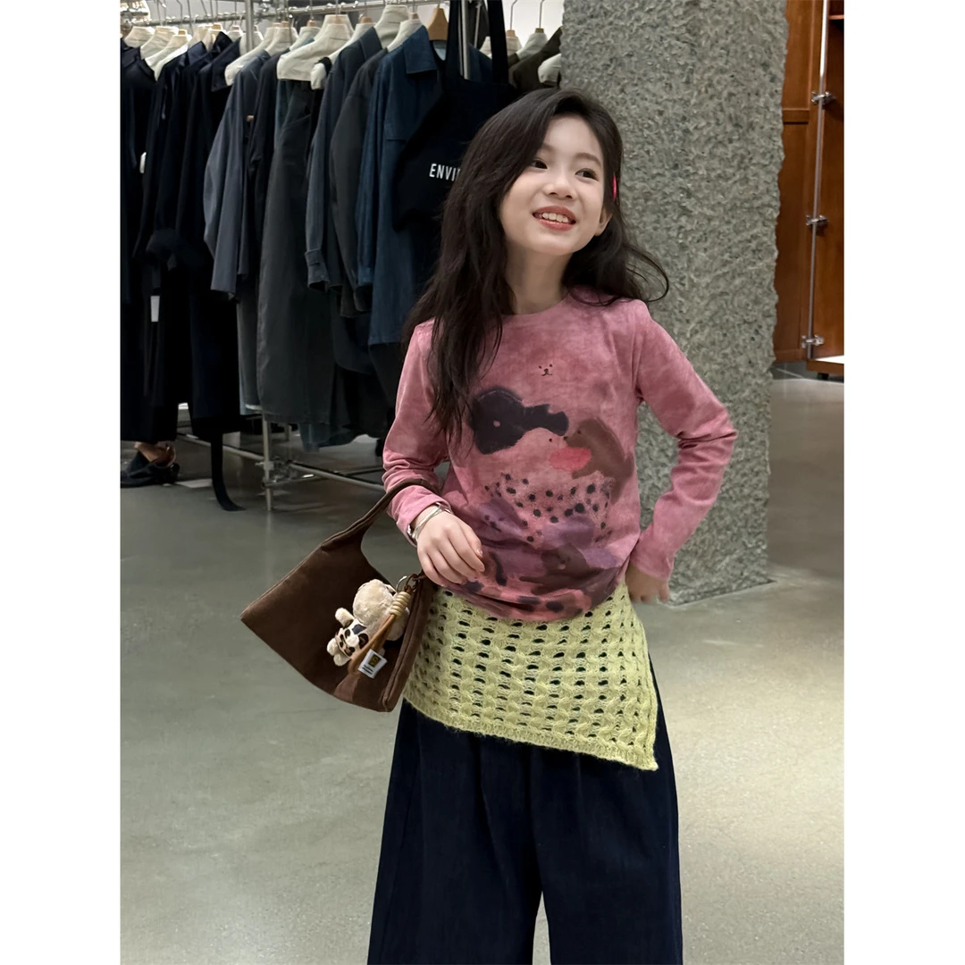 精选-72253-TBB花与寻童装女童长袖衫2025秋季新款韩版水印卡通