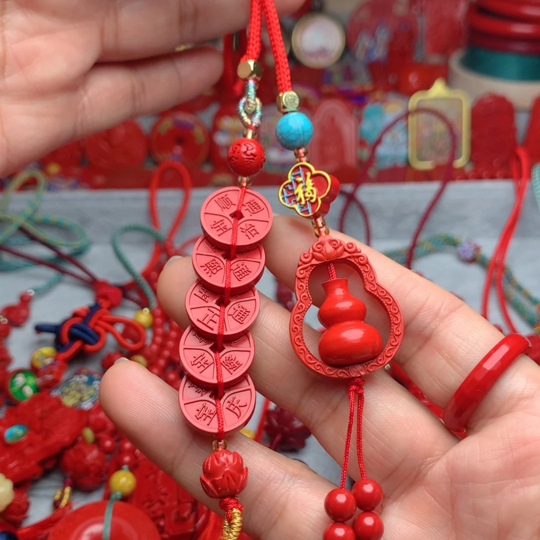 天然辰砂工艺品朱砂车挂