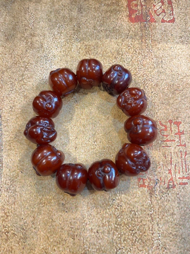 大美精选精品高端佛头老型珠单圈手串雕刻民族风藏式男士手工