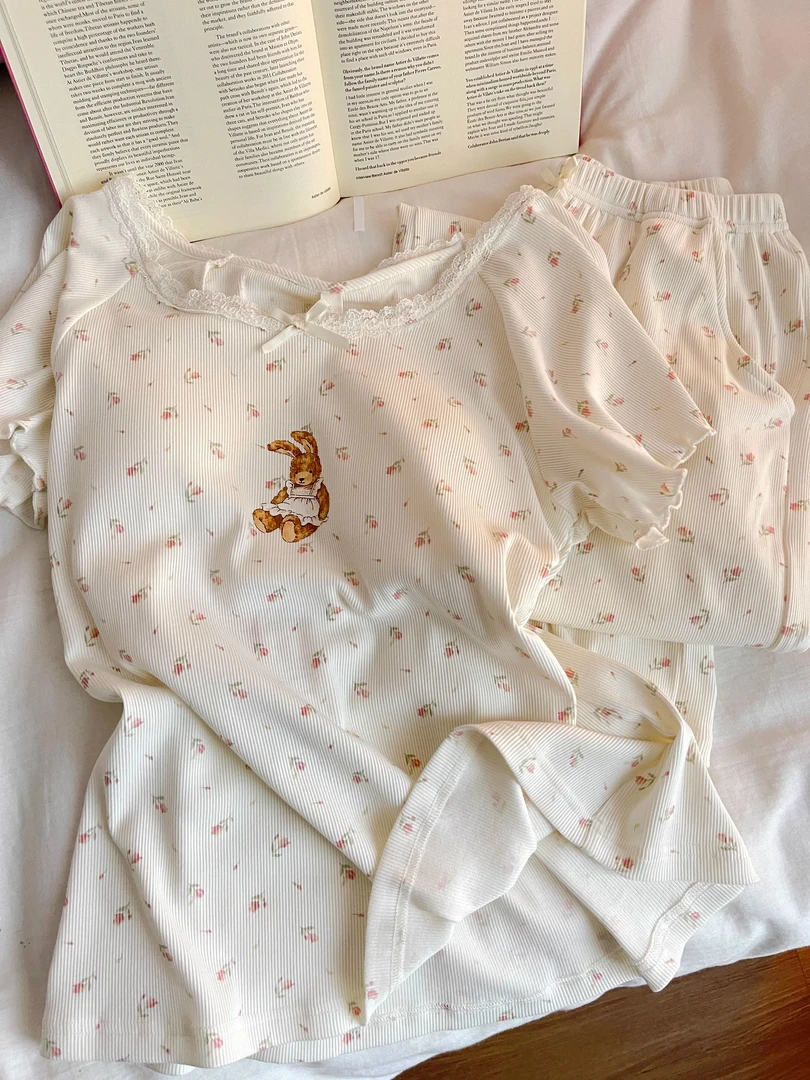 【DMXJ大梦想家】甜美软萌兔子睡衣女装夏季2025新款长裤套装居家服