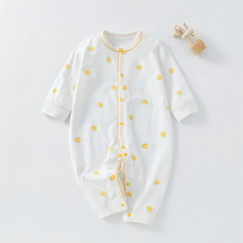 夏季薄款婴儿衣服连体衣a类纯棉长袖空调服衣服宝宝睡衣婴童哈衣