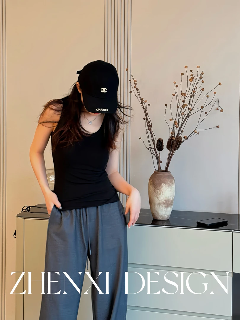 针西【高智背心】高个子穿搭夏季休闲简约宽松莱赛尔无袖背心S70305