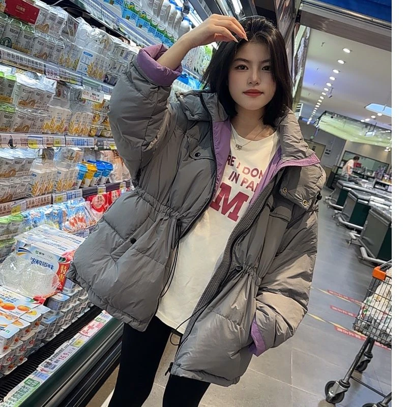 Y297区82522灰色冬季ins百搭小个子外套连帽