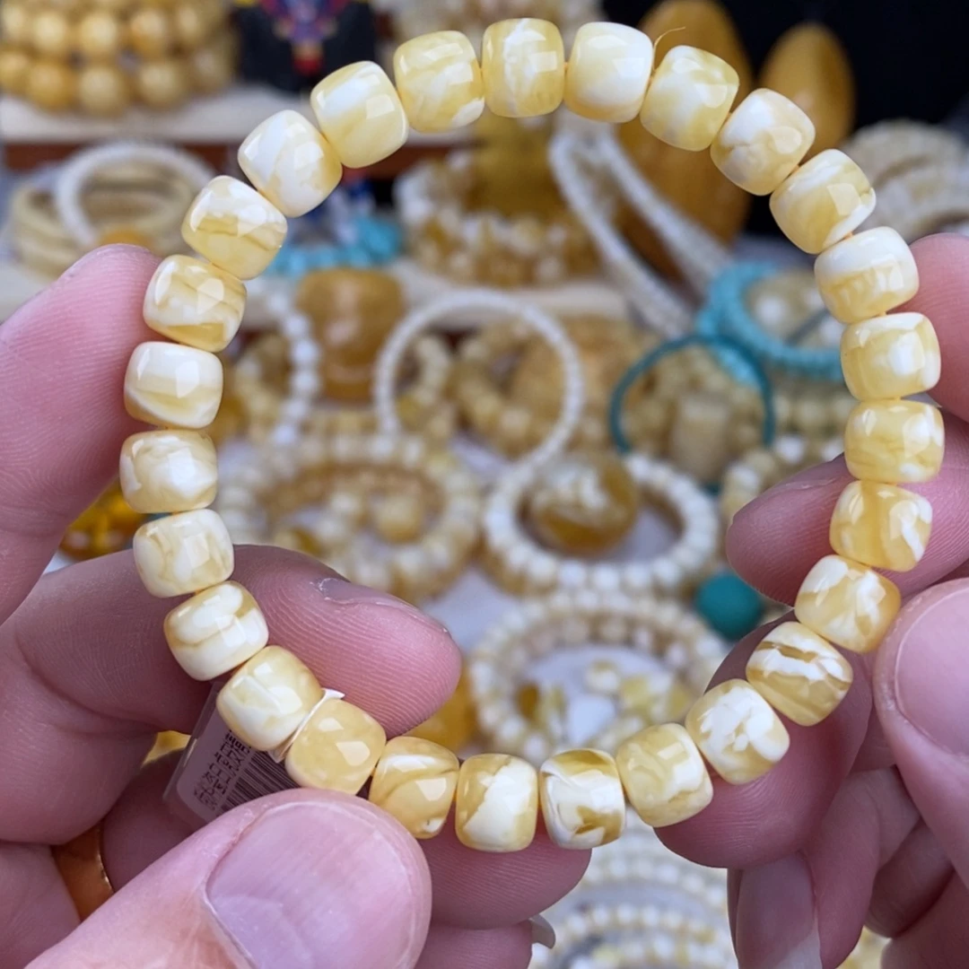 J***哲蜜蜡未镶嵌手链手串9.42克