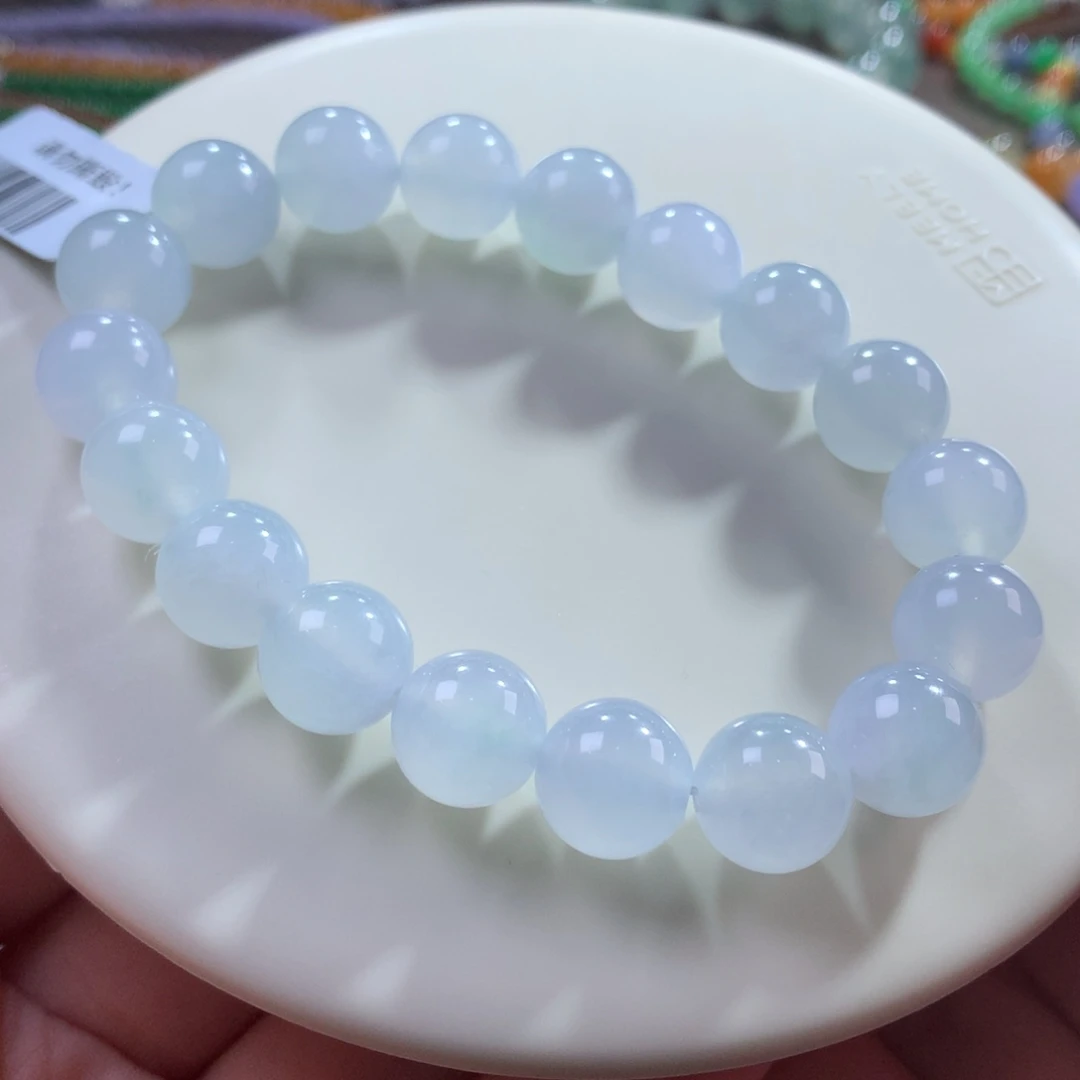 翡翠未镶嵌手链翡翠冰胶底淡色晴底卡11+