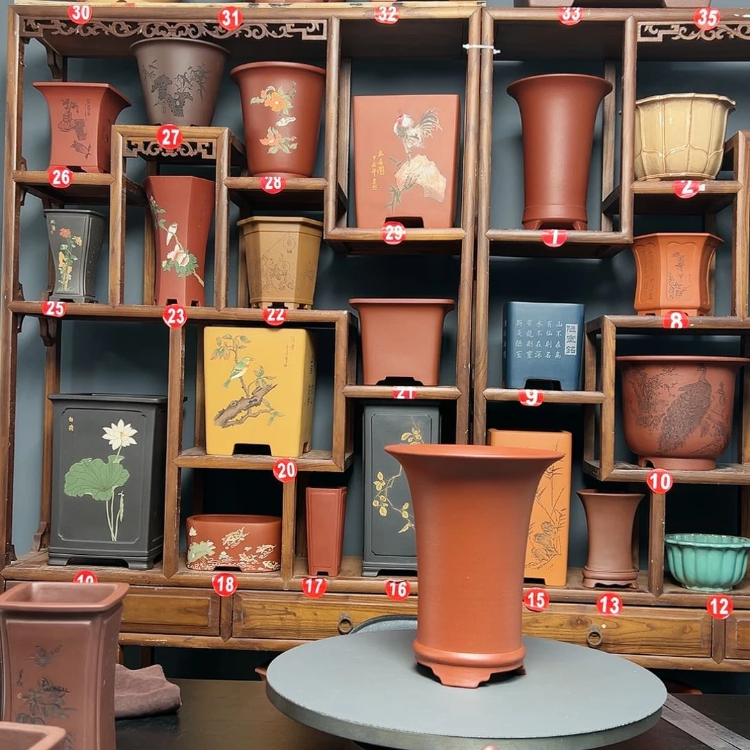 紫砂花盆正*大红袍花盆