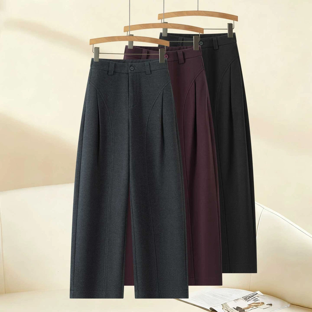 2025秋季新款风琴舒柔特女裤显瘦休闲裤时尚阔腿裤宽松直筒裤子