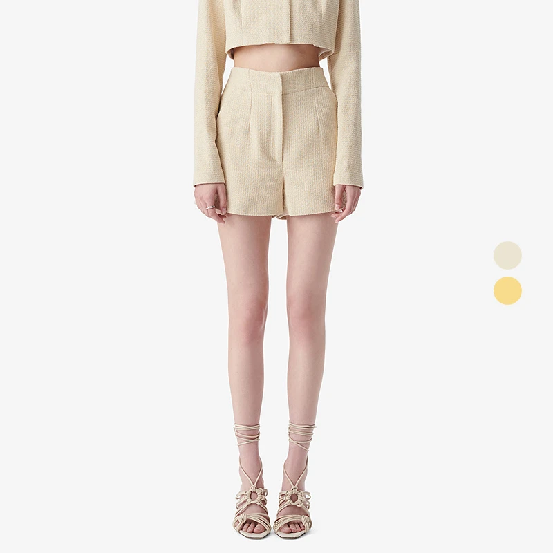 【流光风】IRO Night 肌理感高腰短裤直筒收腰开心果白色轻奢25新款