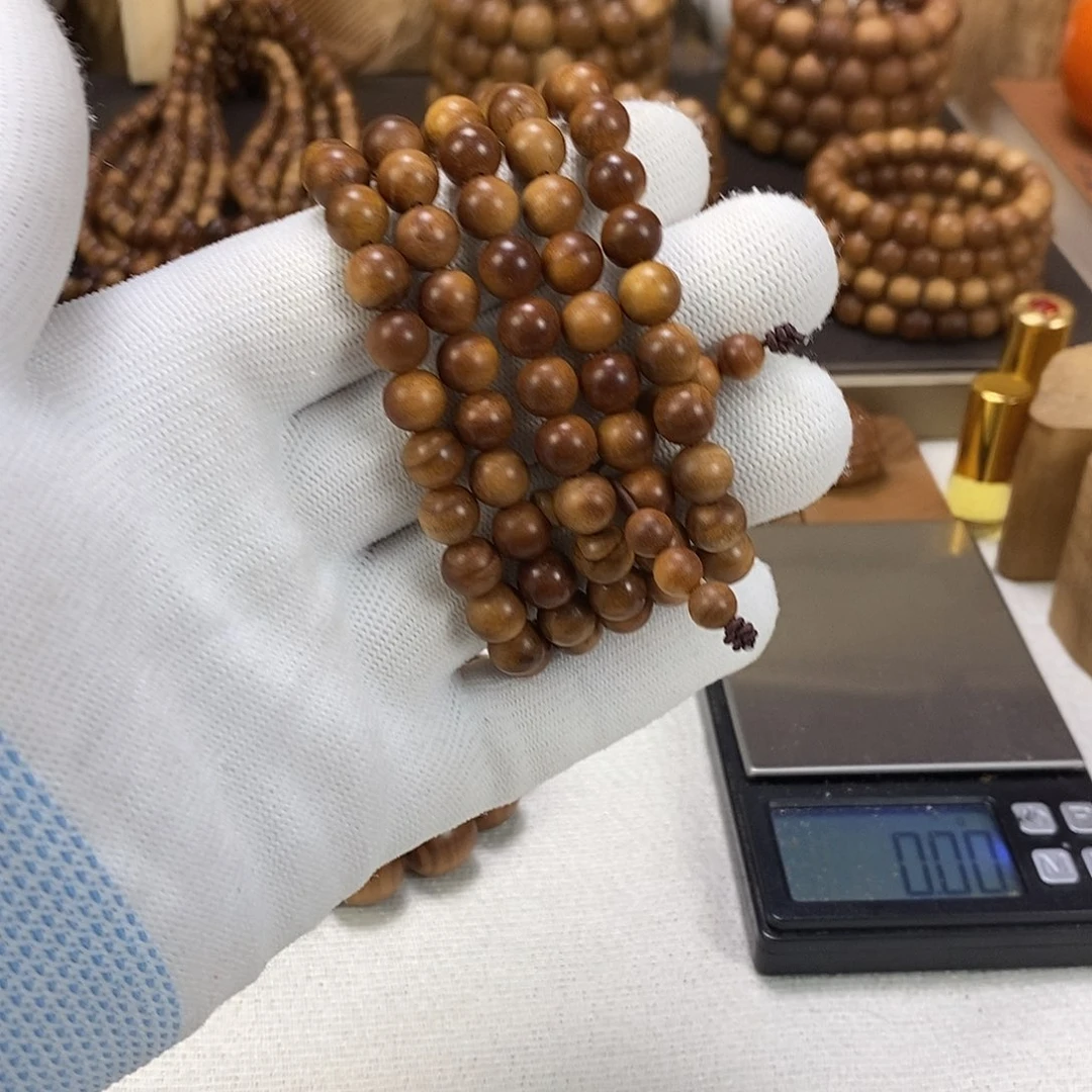 手串/手链檀香木供奉王0.8*108多圈沉水纹理瑕