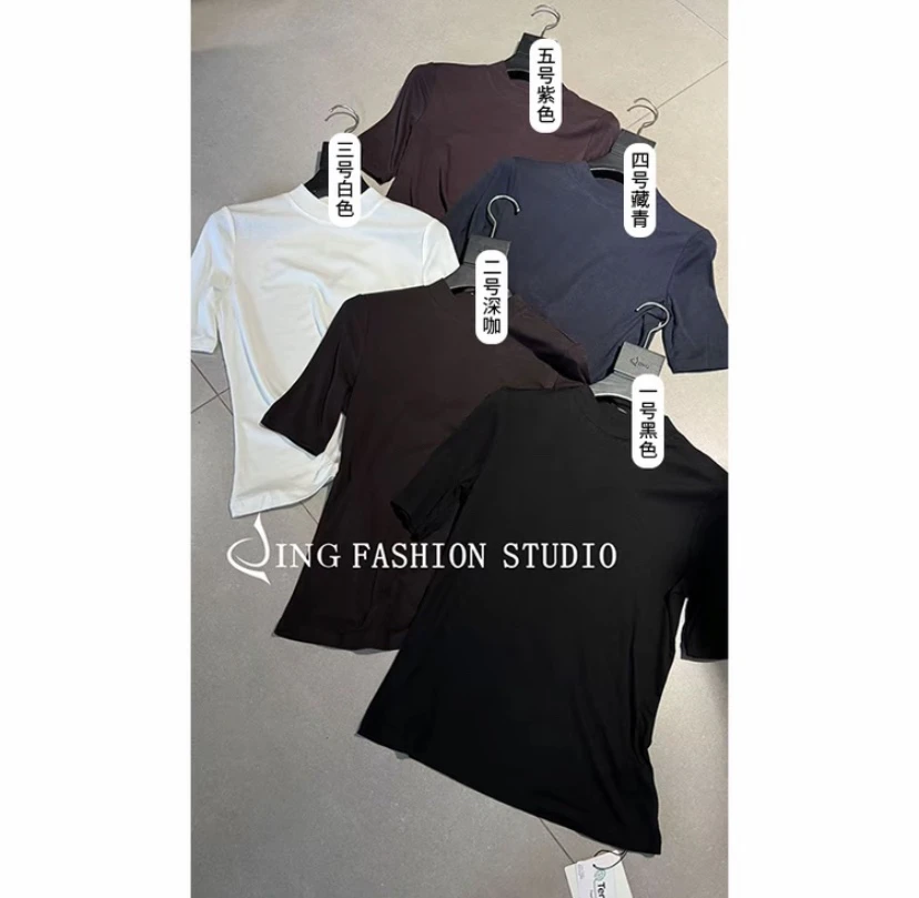 《升级版中袖百万打底》JING3999时尚半袖T恤舒适百搭女士圆领上衣