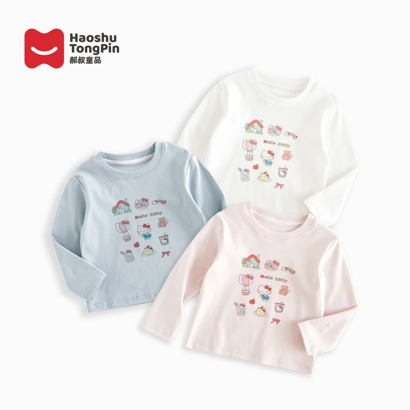 现货【百搭爆款】郝叔童品春季女童上新2025欧若风圆领长袖潮HP5118