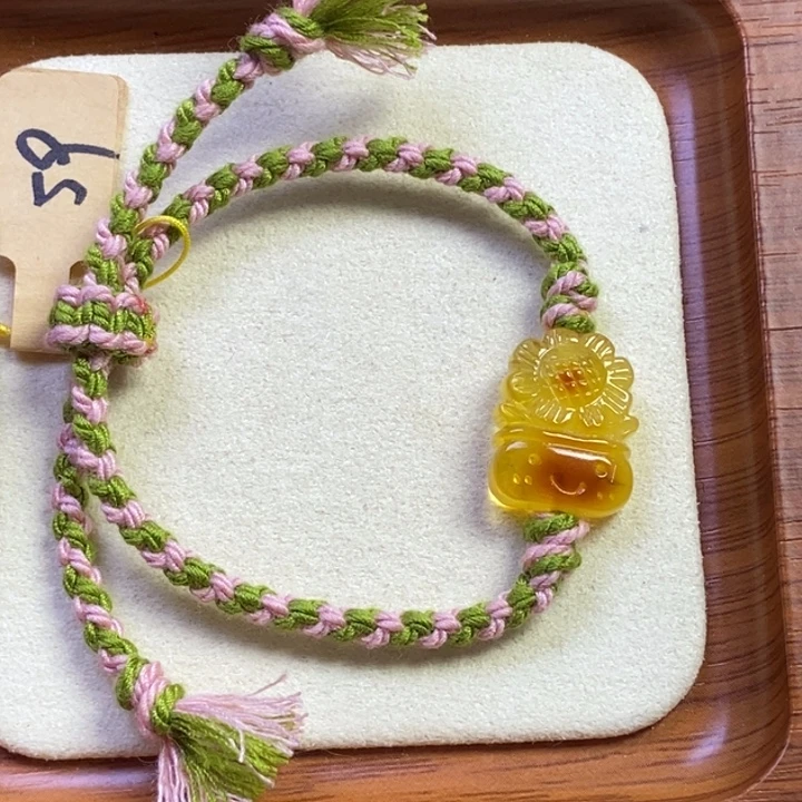 橄榄核吊坠向日葵手串